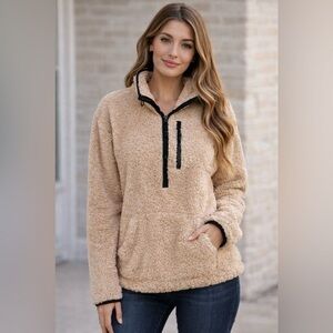 Victoria’s Secret Oversized Cozy Tan Sherpa Pullover